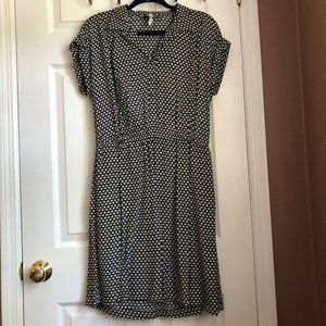 Loft Black & White Floral Print Mini Shirt Dress